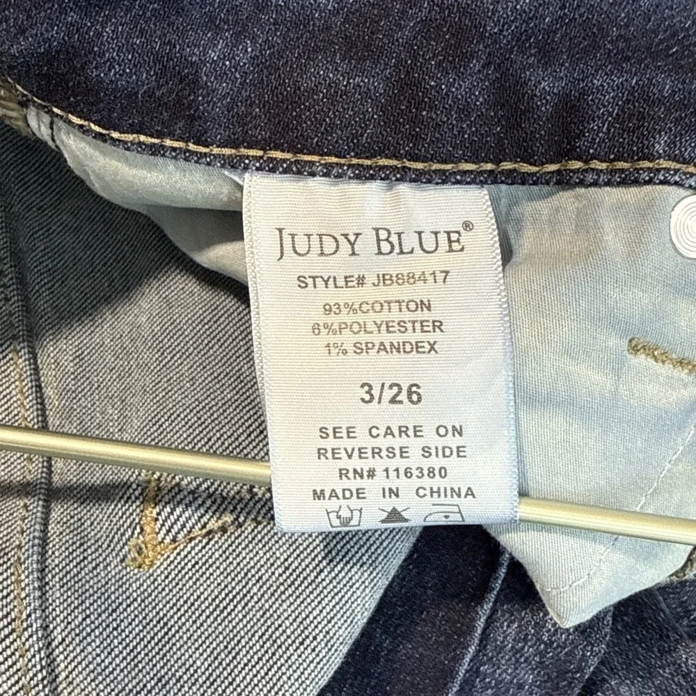Judy Blue Womens Dark Wash Skinny Fit Jeans Size 3/26 Raw Hem High Rise Stretch